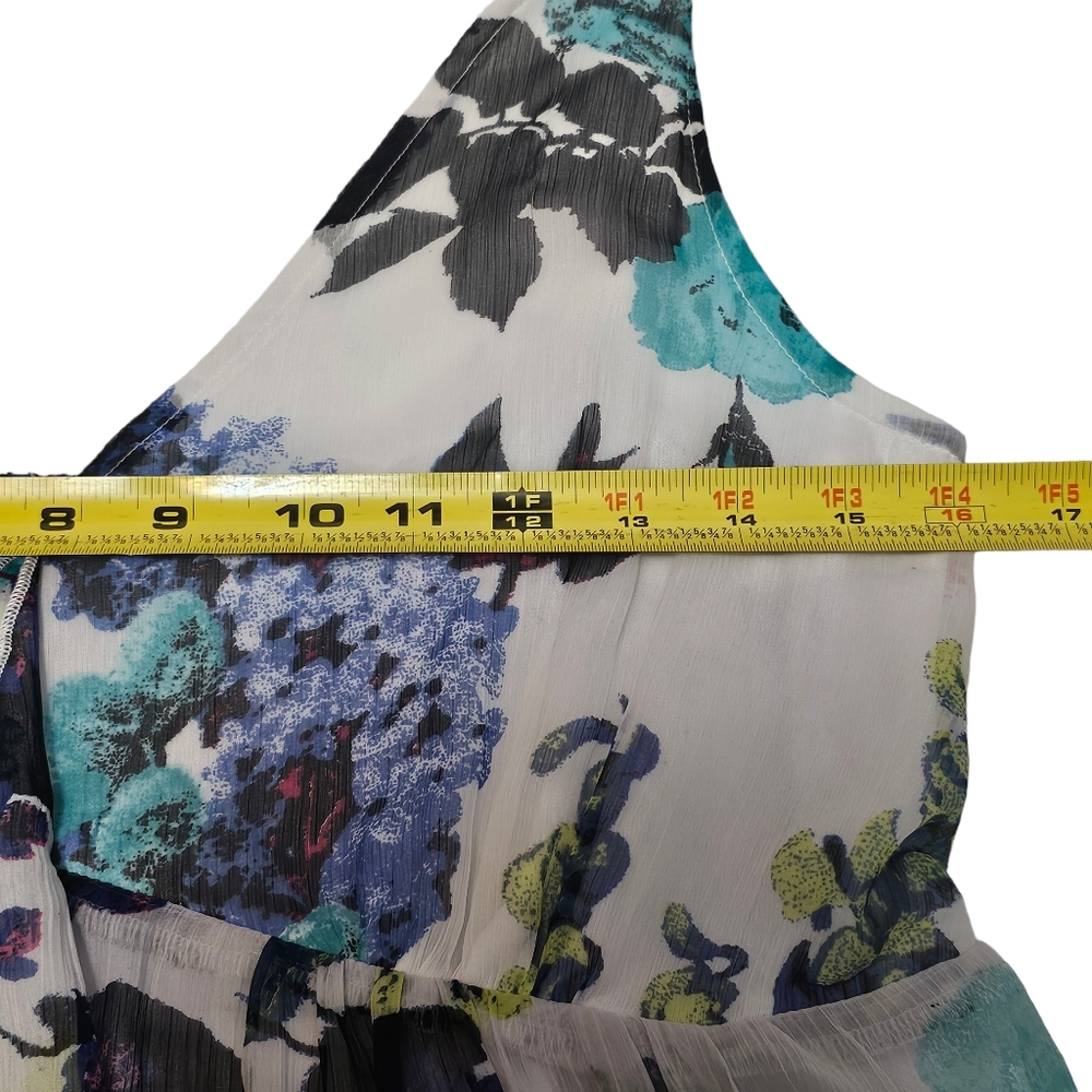 Chelsea & Theodore Floral Flowy Maxi Smocked Back Tiered Chiffon Dress Sz M - Picture 11 of 13